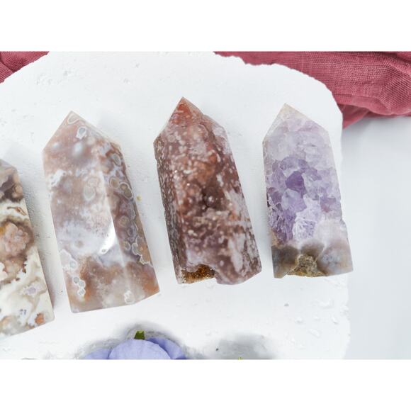 Flower Agate Amethyst Crystal Towers New Beginnings - Picture 4 of 9